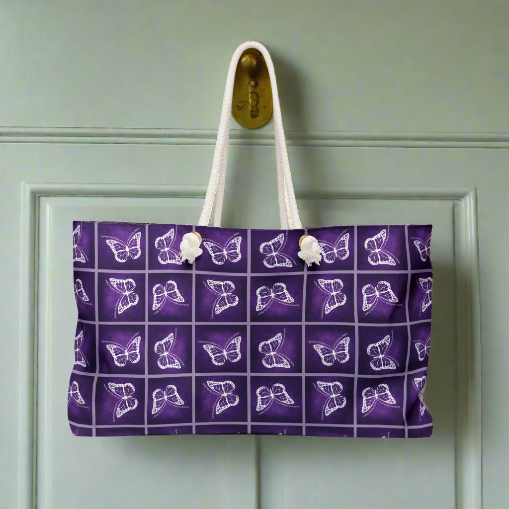 Chic Butterfly Motif Travel Tote for Weekend Getaways - Korvel