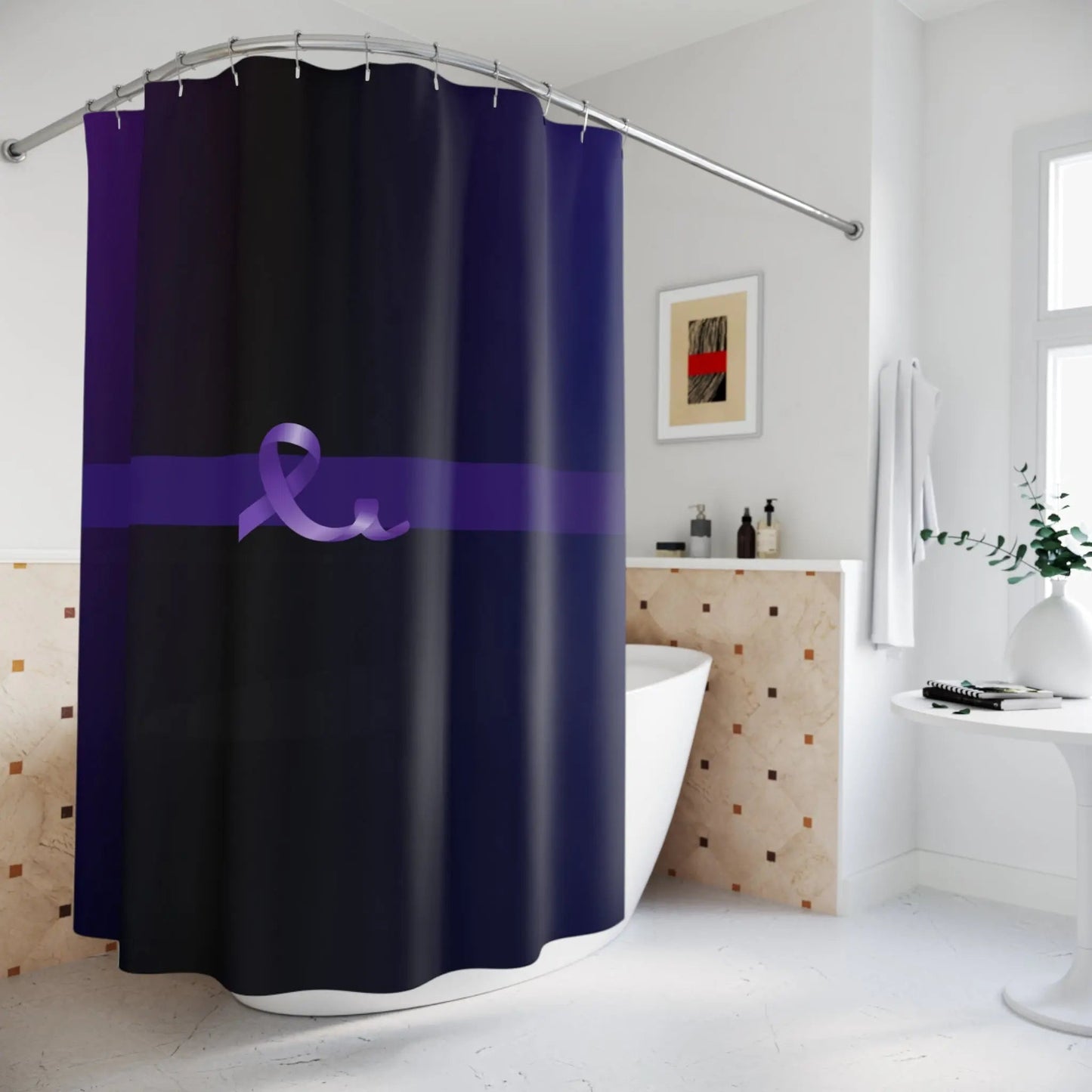 Rideau de douche élégant en satin violet