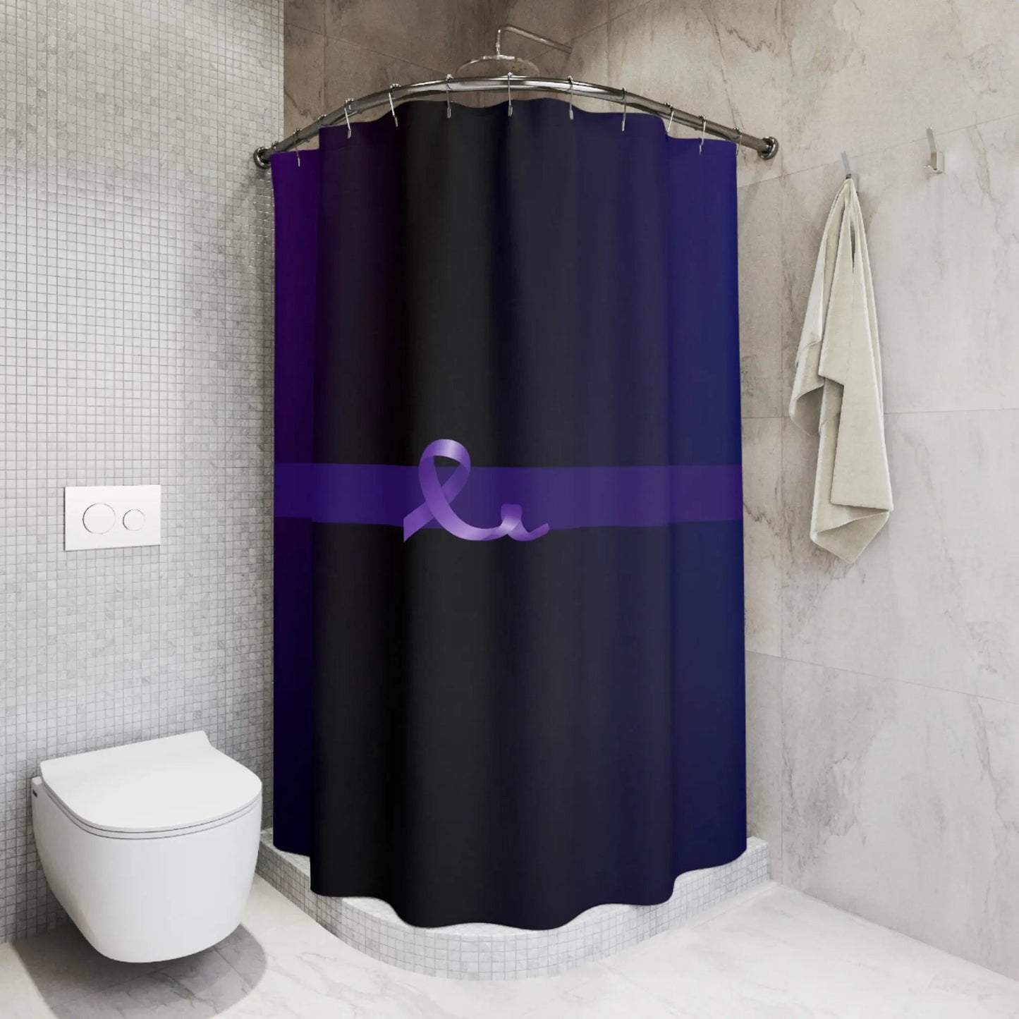 Rideau de douche élégant en satin violet
