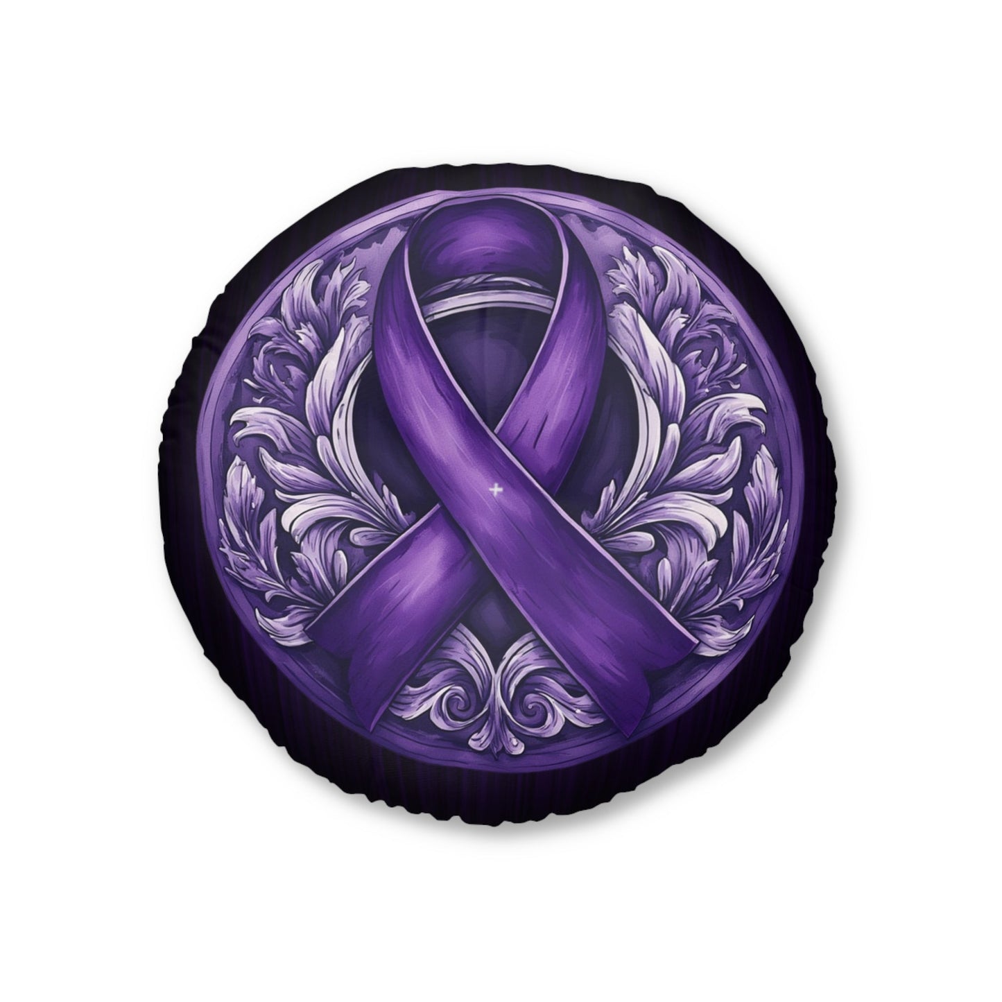 Coussin de sol tufté en satin violet élégant