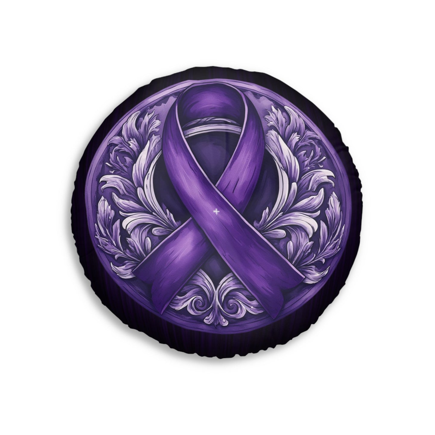 Coussin de sol tufté en satin violet élégant