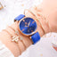 Montre analogique à quartz de luxe pour femmes avec bracelet en cuir élégant