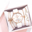 Montre analogique à quartz de luxe pour femmes avec bracelet en cuir élégant