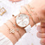 Montre analogique à quartz de luxe pour femmes avec bracelet en cuir élégant