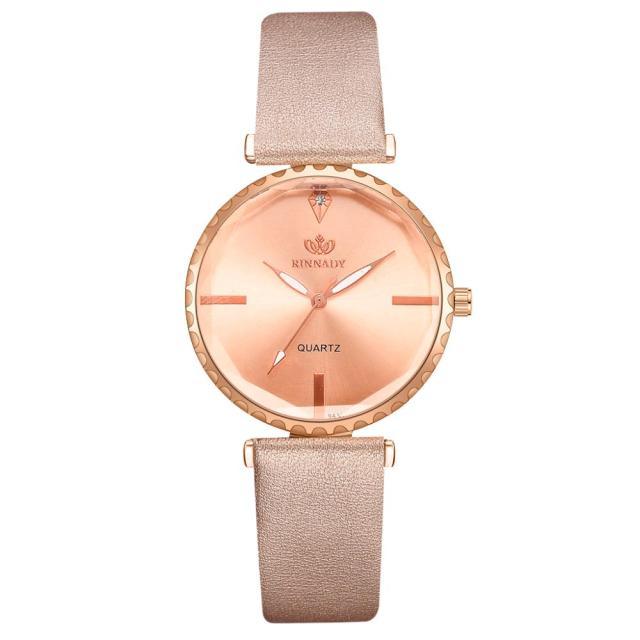 Montre analogique à quartz de luxe pour femmes avec bracelet en cuir élégant