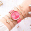 Montre analogique à quartz de luxe pour femmes avec bracelet en cuir élégant