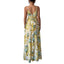 Elegant Suspender Printed Long Skirt Dress