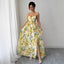 Elegant Suspender Printed Long Skirt Dress
