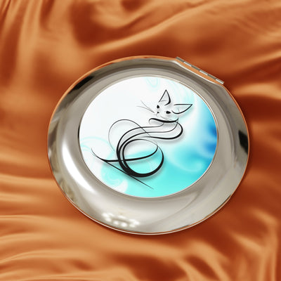 Elegant Swirly Cat Compact Travel Mirror