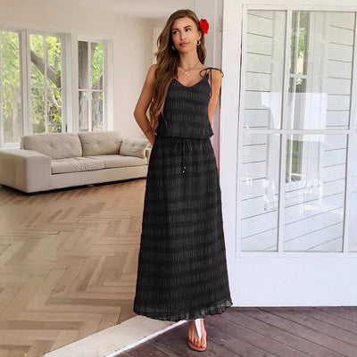 Elegant Wind Strap Ripple Dress for Women