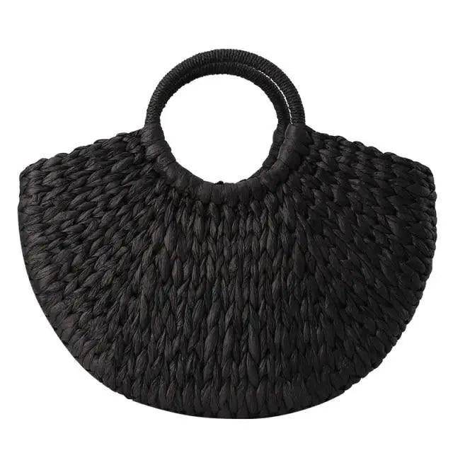 Elehant Women's Woven Wicker Straw Half Round Bag