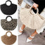 Elehant Women's Woven Wicker Straw Half Round Bag