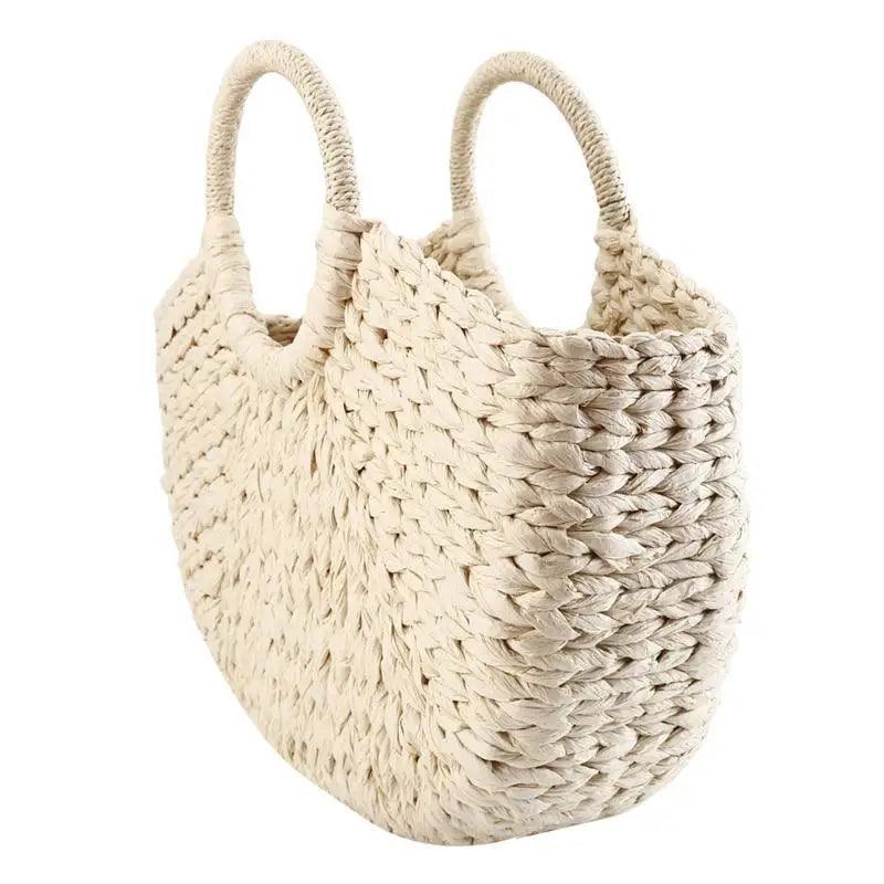 Elehant Women's Woven Wicker Straw Half Round Bag
