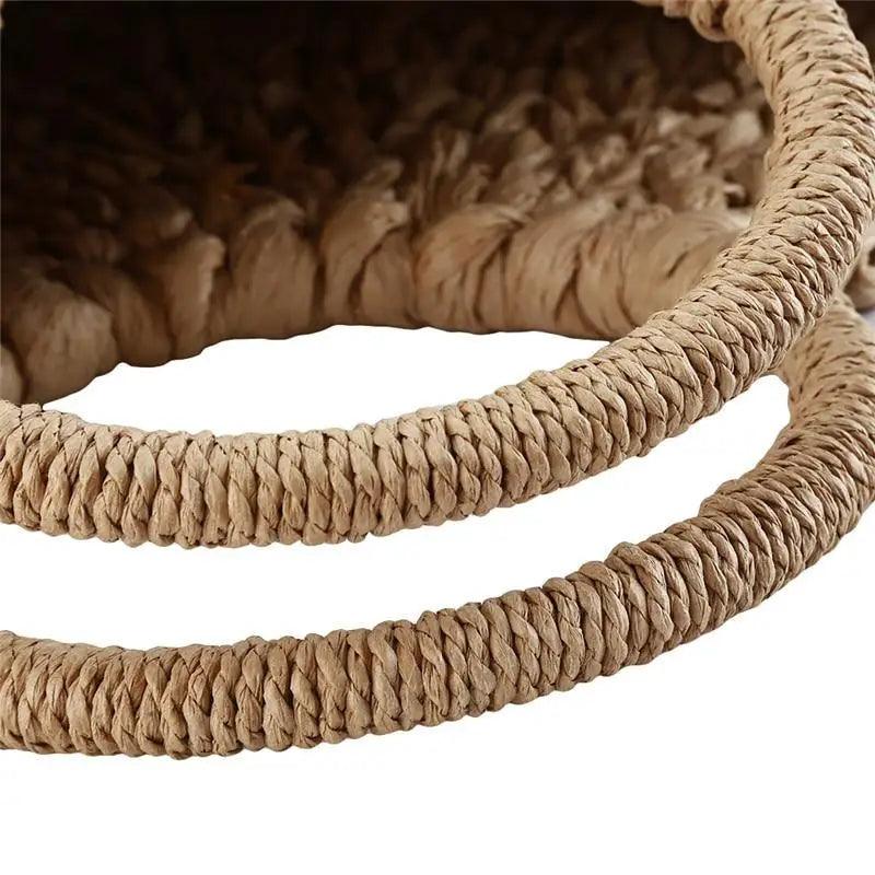 Elehant Women's Woven Wicker Straw Half Round Bag