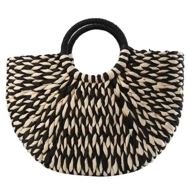 Elehant Women's Woven Wicker Straw Half Round Bag