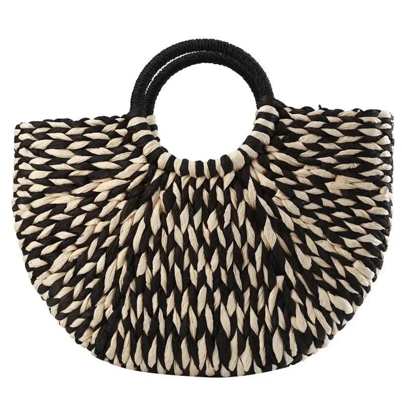 Elehant Women's Woven Wicker Straw Half Round Bag