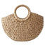 Elehant Women's Woven Wicker Straw Half Round Bag