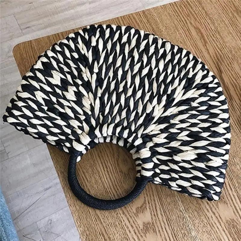 Elehant Women's Woven Wicker Straw Half Round Bag