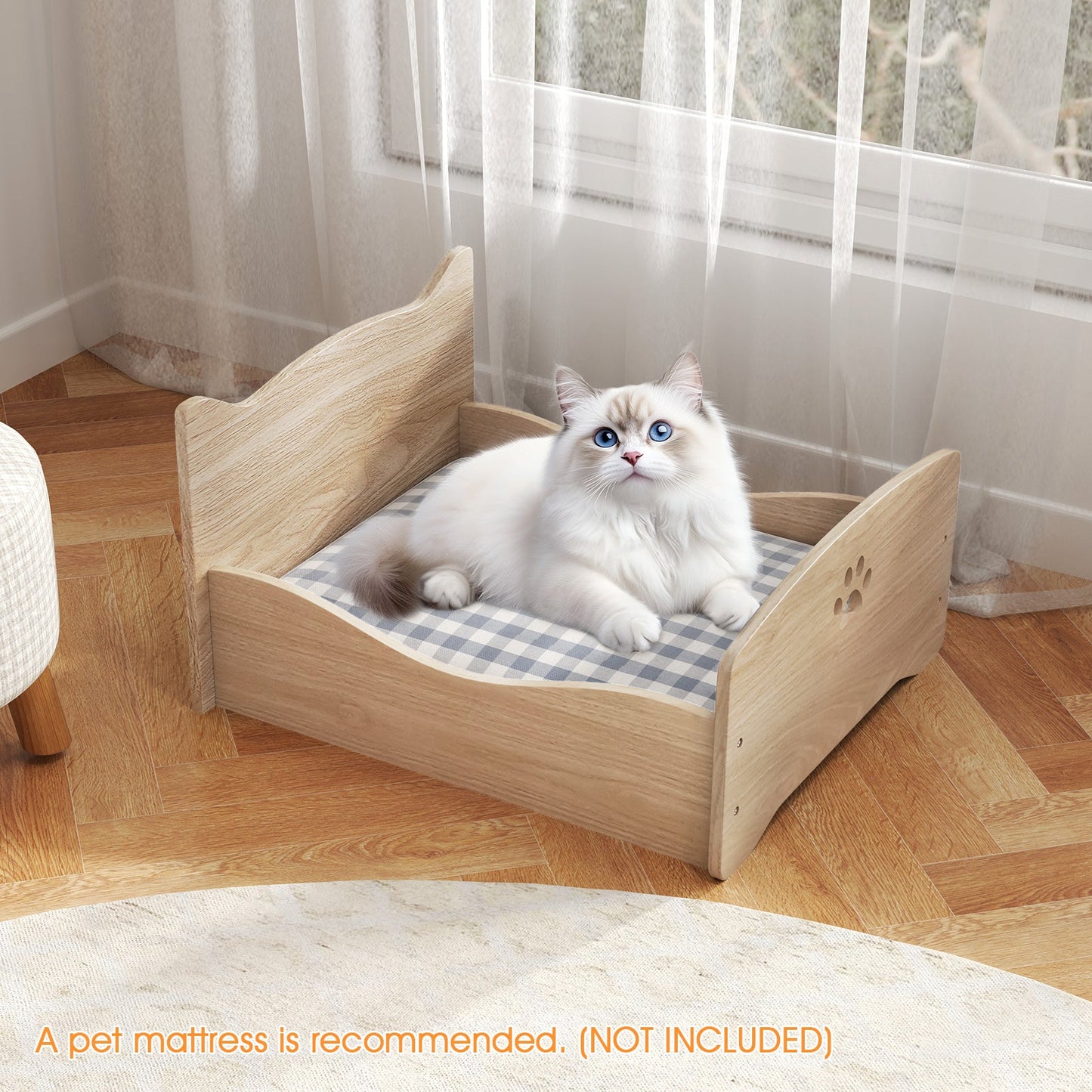 Estructura de Cama Elevada para Mascotas con Barandillas y Encantadores Cabeceros - Nogal