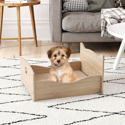 Estructura de Cama Elevada para Mascotas con Barandillas y Encantadores Cabeceros - Nogal