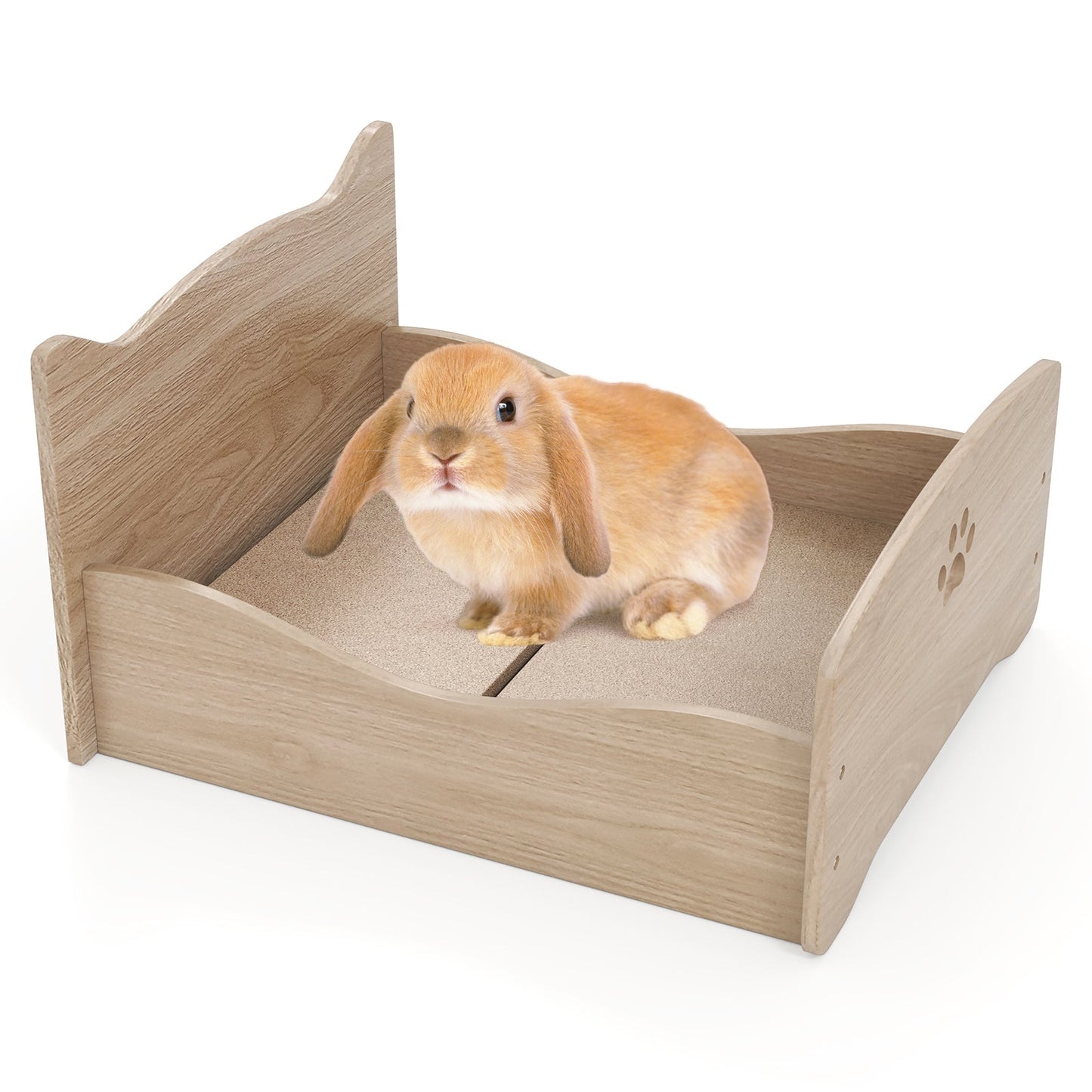 Estructura de Cama Elevada para Mascotas con Barandillas y Encantadores Cabeceros - Nogal