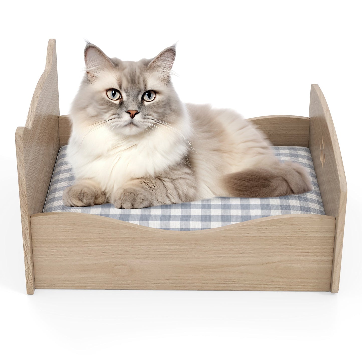 Estructura de Cama Elevada para Mascotas con Barandillas y Encantadores Cabeceros - Nogal