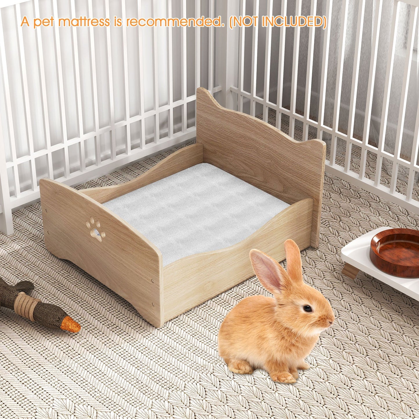 Estructura de Cama Elevada para Mascotas con Barandillas y Encantadores Cabeceros - Nogal