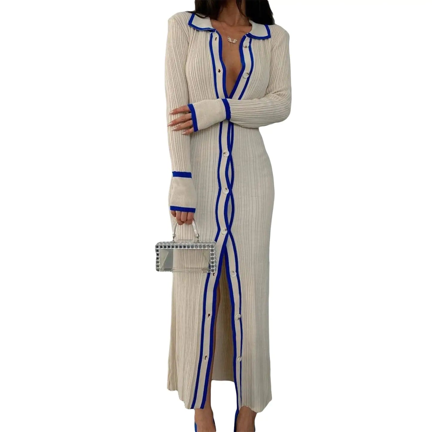 Vestido de solapa a rayas chic para una elegancia sin esfuerzo