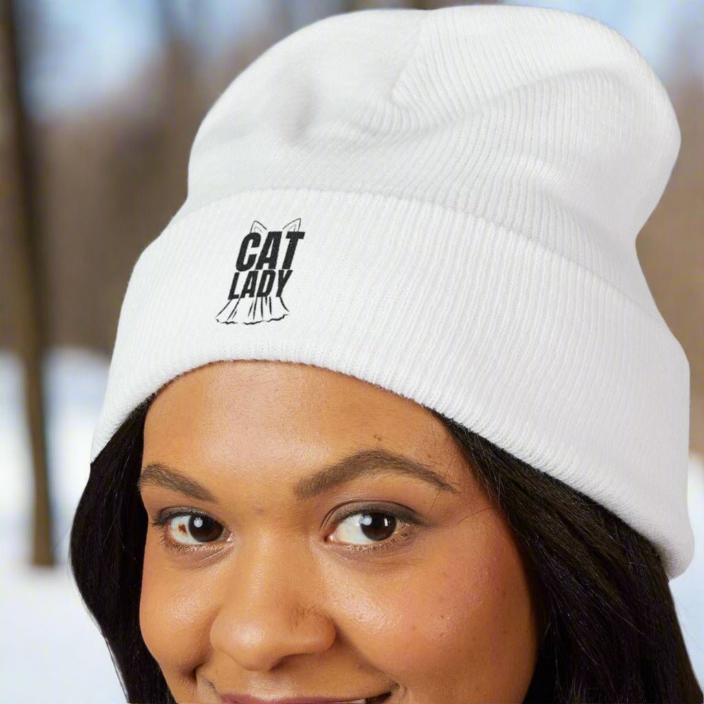 Embroidered Cat Lady Beanie