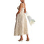 Embroidered suspender waistband dress - Korvel