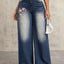 Embroidered Wide Leg Jeans - Korvel