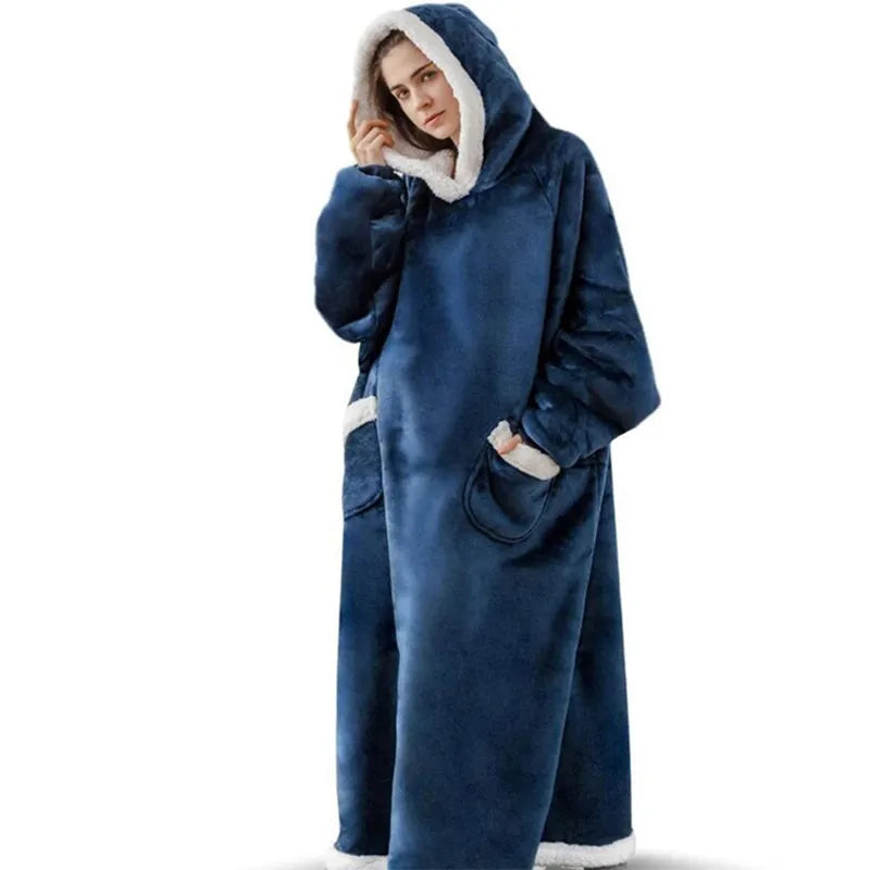 Hoodie en Flanelle Super Long pour un Confort Ultime