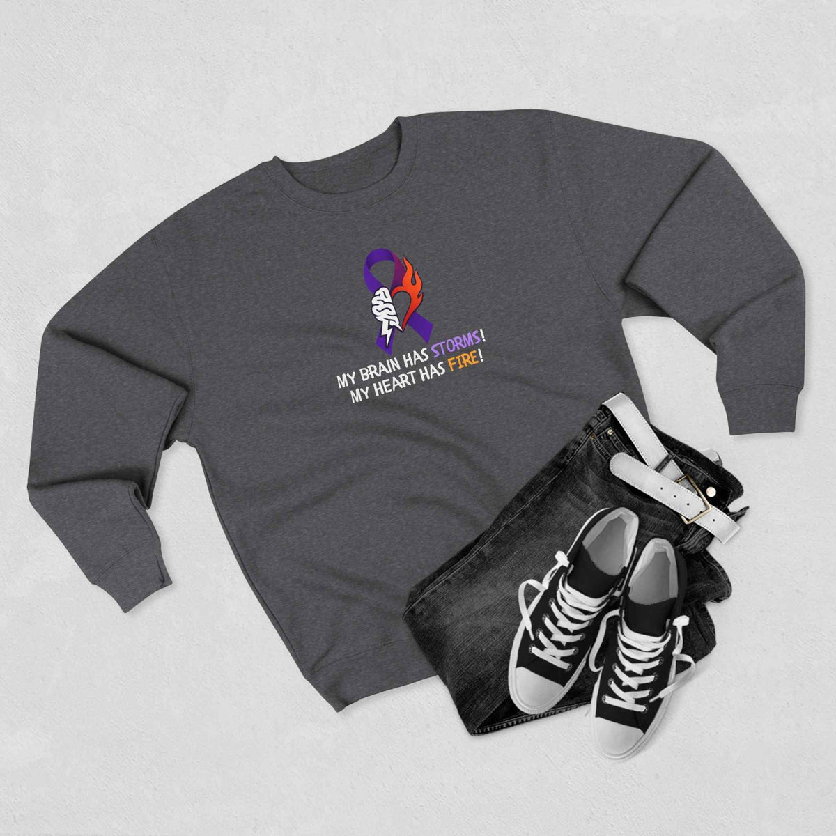 Epilepsy Awareness Unisex Sweatshirt - Brain Storms & Heart Fire