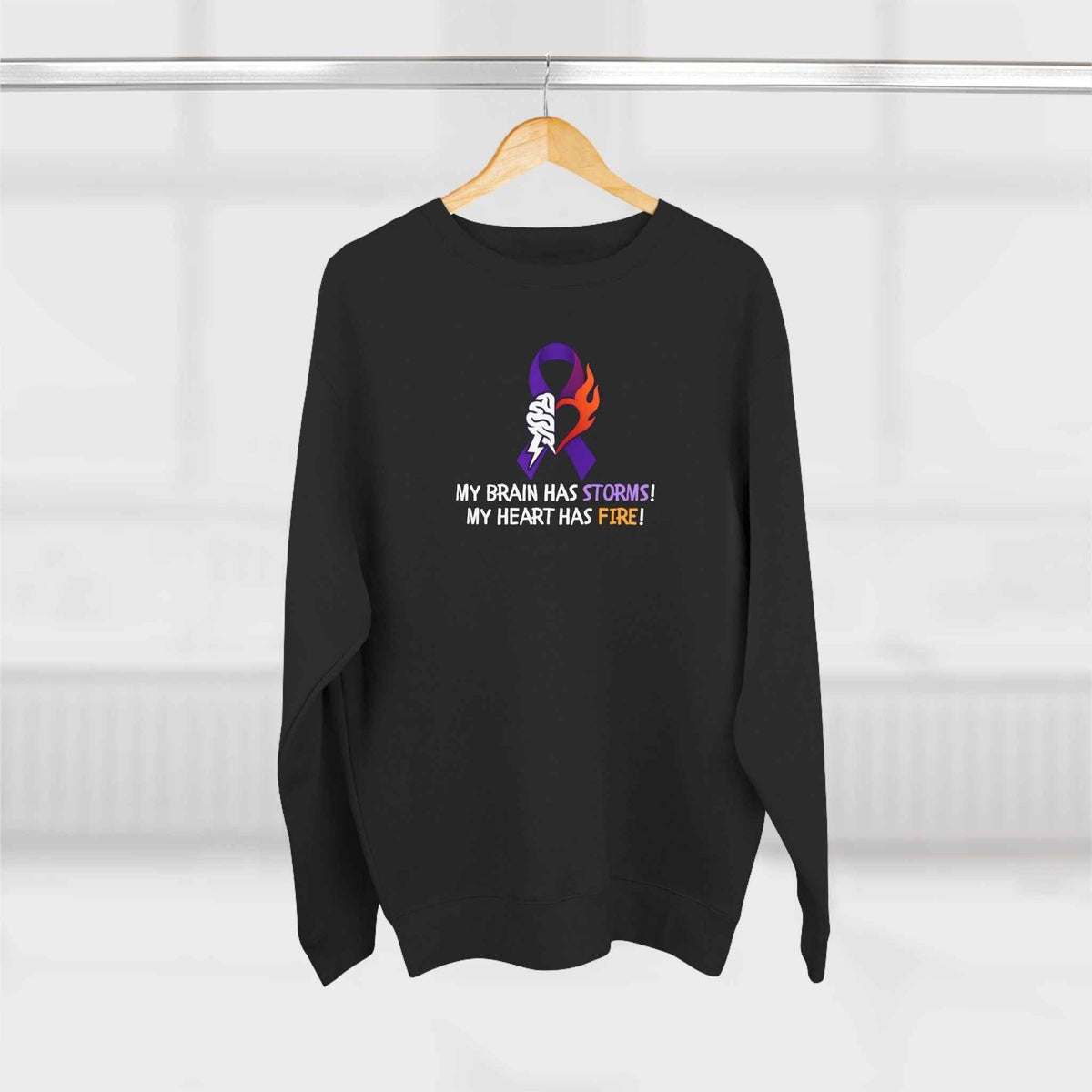 Epilepsy Awareness Unisex Sweatshirt - Brain Storms & Heart Fire