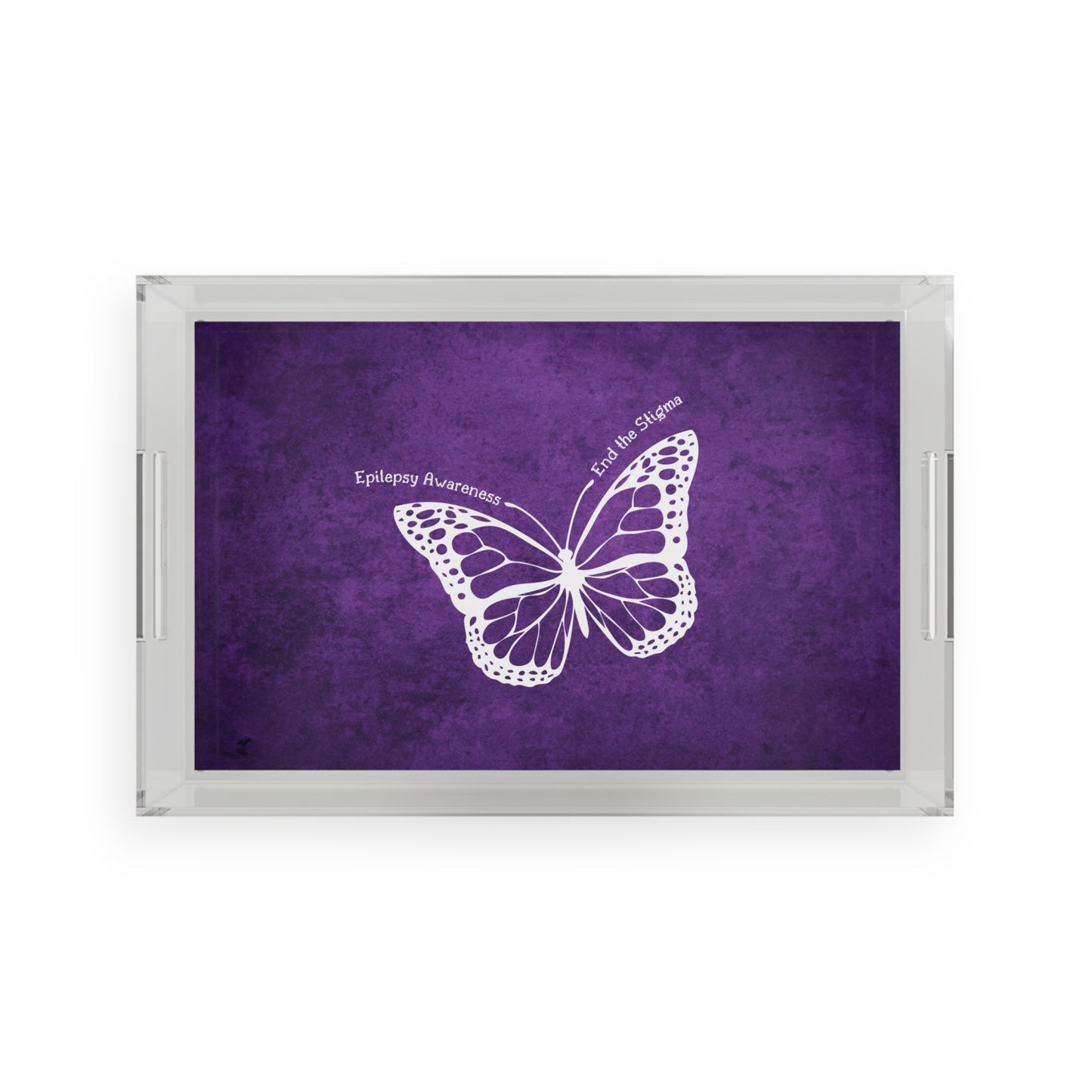 Plateau de Service en Acrylique Papillon de Sensibilisation à l'Épilepsie