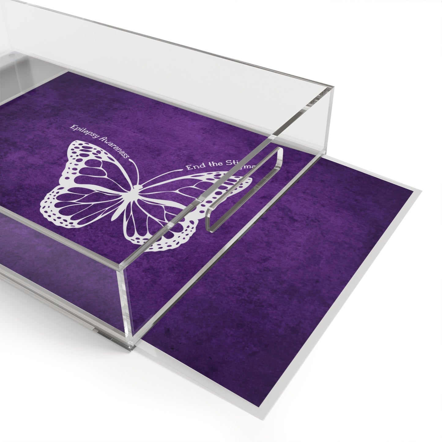 Plateau de Service en Acrylique Papillon de Sensibilisation à l'Épilepsie