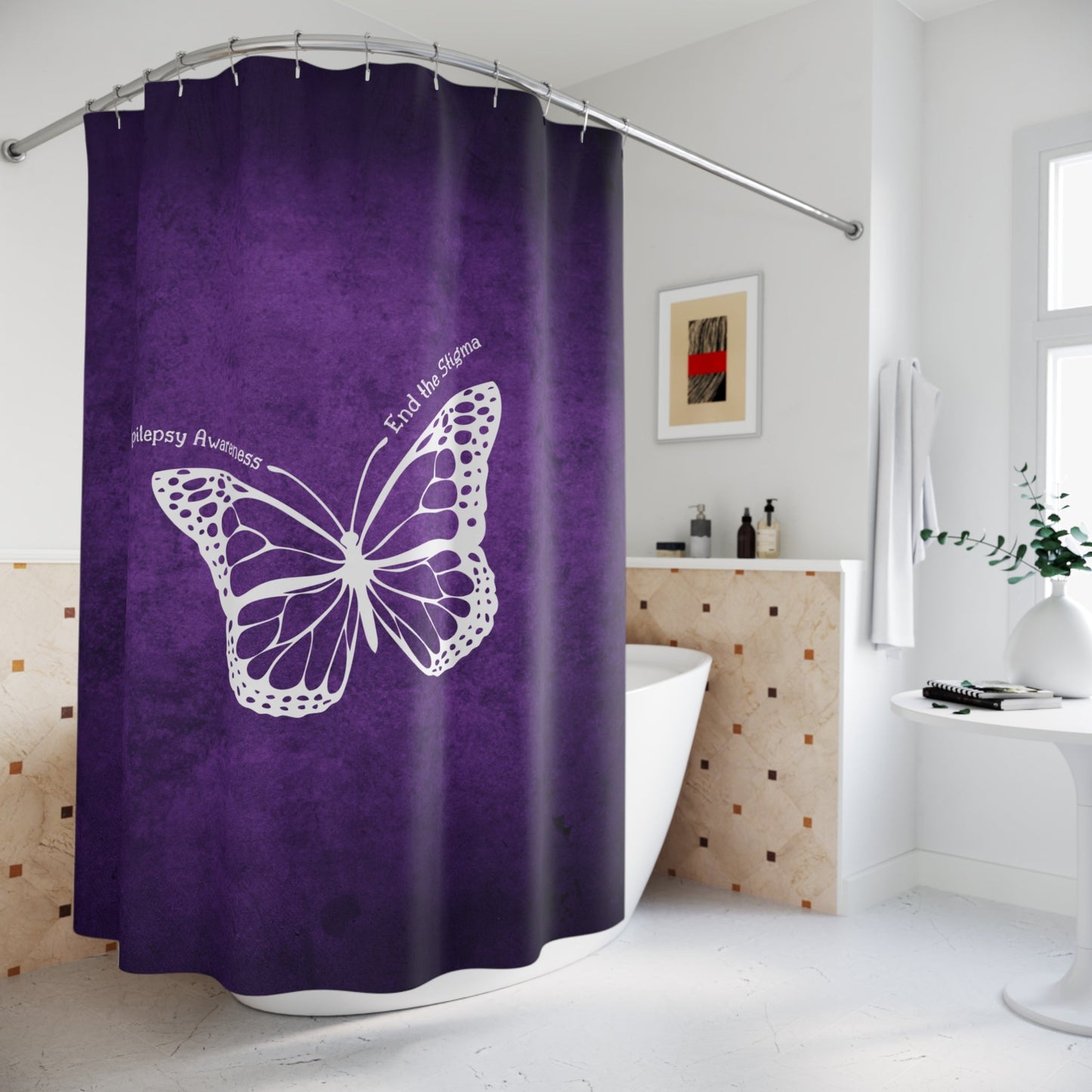 Epilepsy Awareness Butterfly Shower Curtain