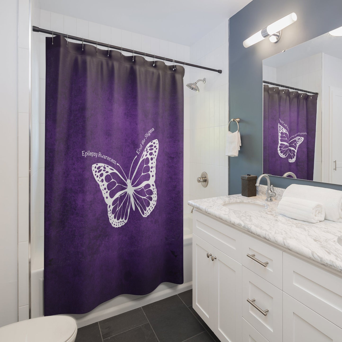Epilepsy Awareness Butterfly Shower Curtain