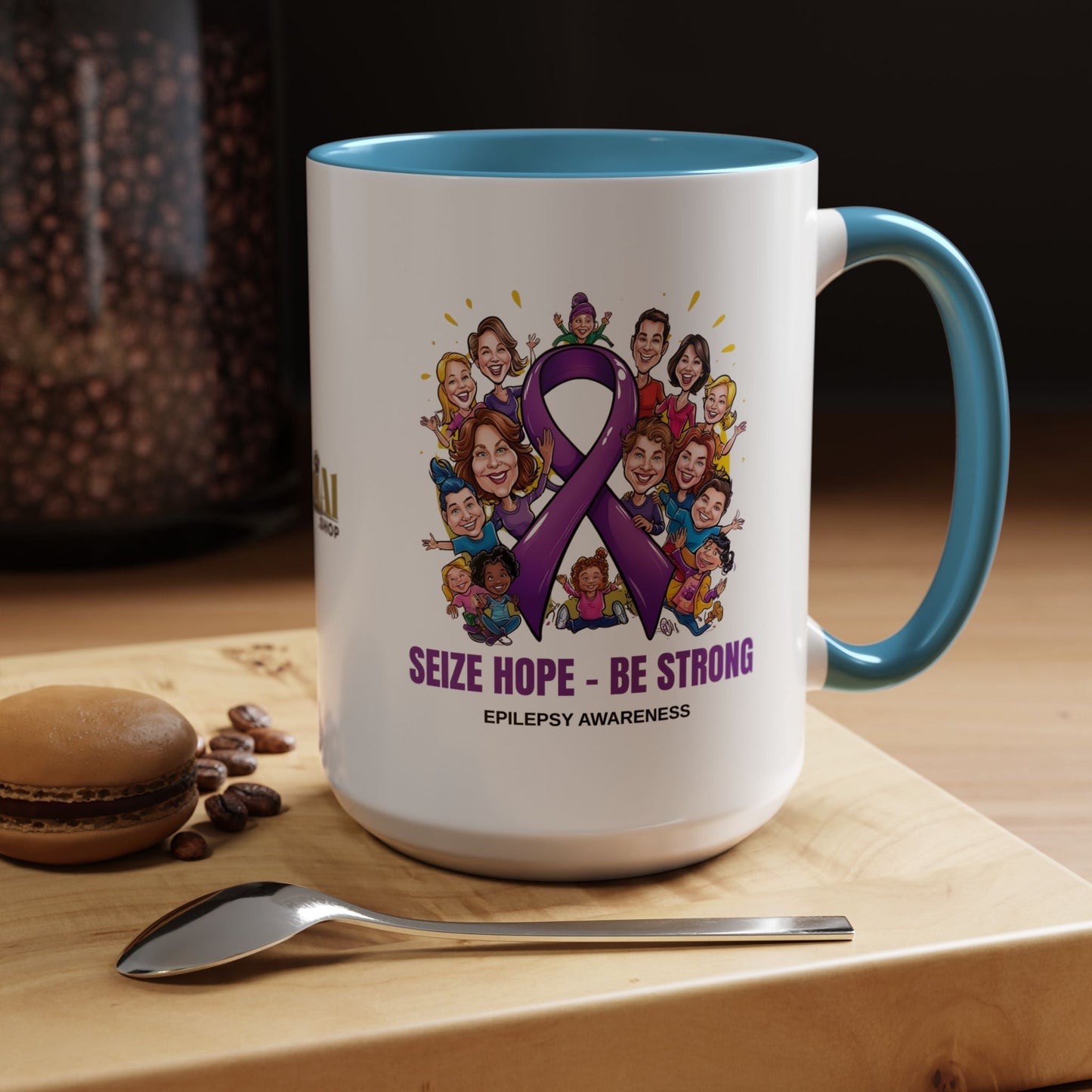 Taza de Café de Concienciación sobre la Epilepsia - Aprovecha la Esperanza, Sé Fuerte
