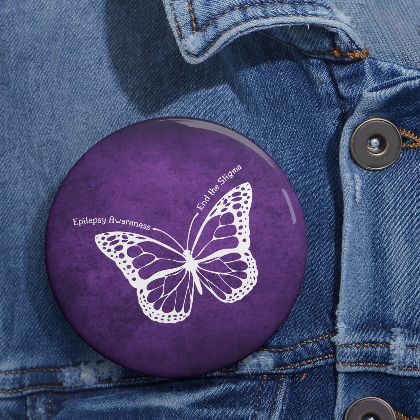 Botones de Pin Personalizados para la Conciencia de la Epilepsia - Diseño de Mariposa Púrpura