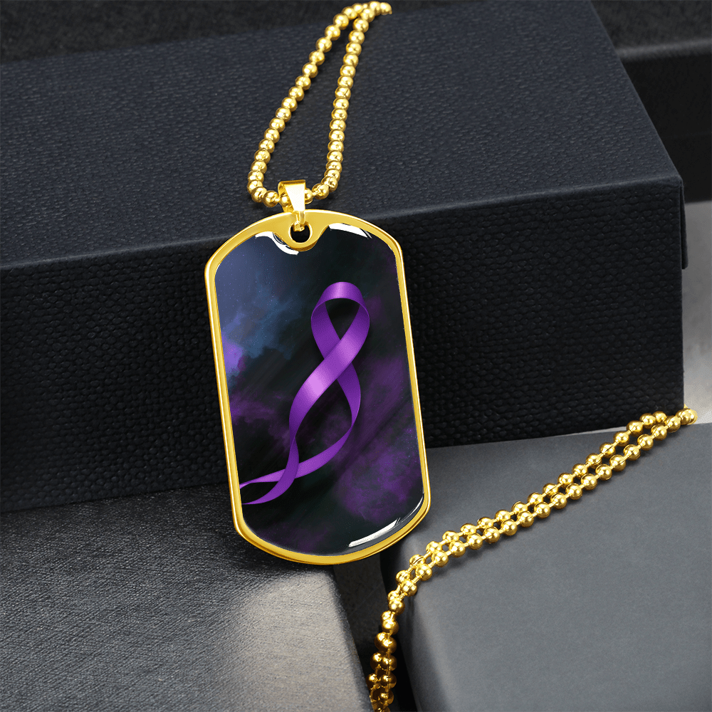 Epilepsy Awareness Dog Tag Necklace – Purple Ribbon Keepsake