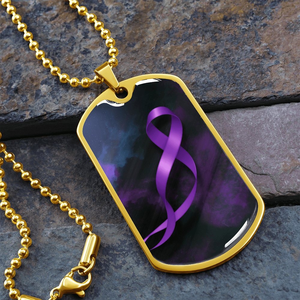 Epilepsy Awareness Dog Tag Necklace – Purple Ribbon Keepsake