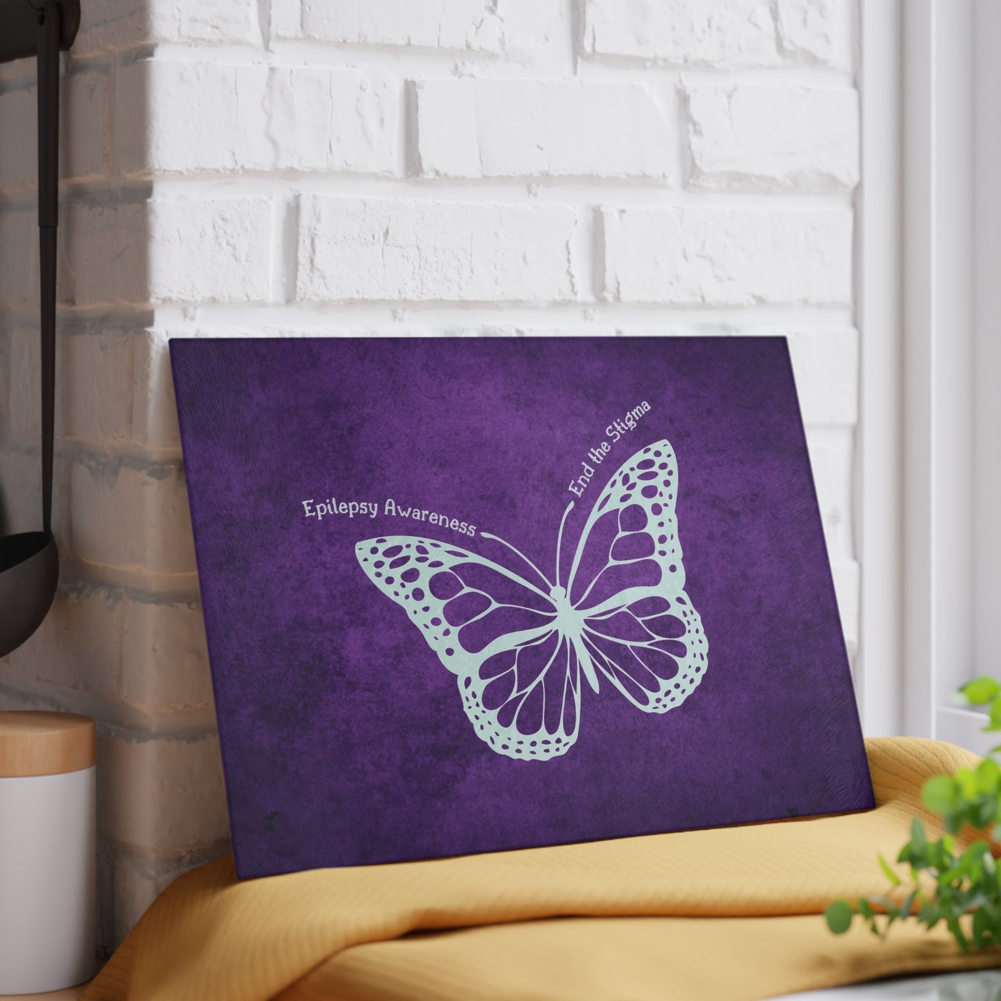 Stylish Epilepsy Awareness Glass Cutting Board - Celebrate and Educate - Korvel