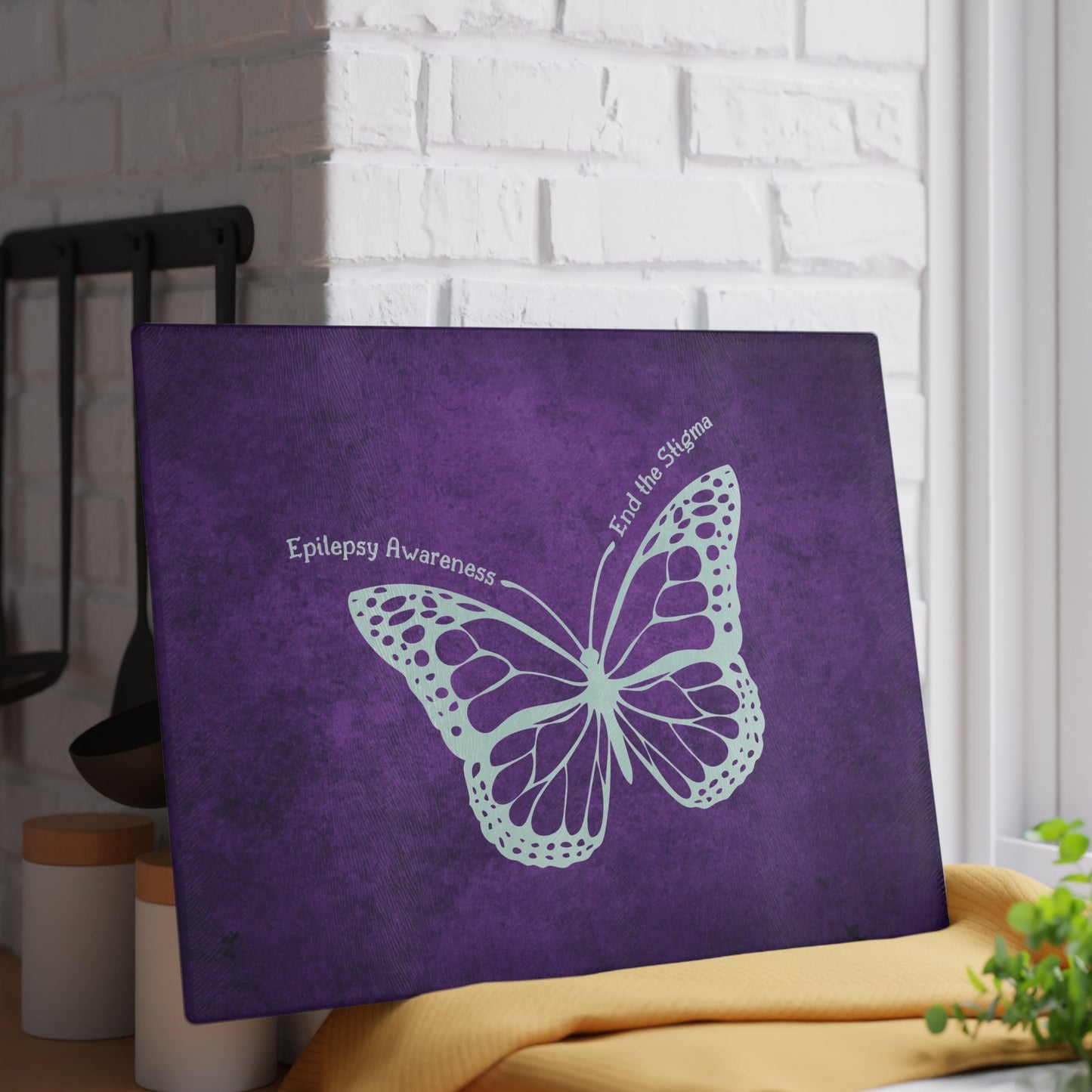 Stylish Epilepsy Awareness Glass Cutting Board - Celebrate and Educate - Korvel