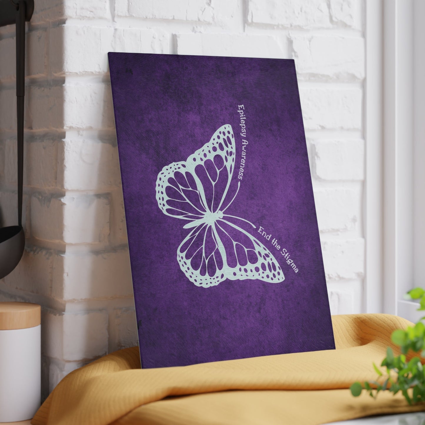 Stylish Epilepsy Awareness Glass Cutting Board - Celebrate and Educate - Korvel