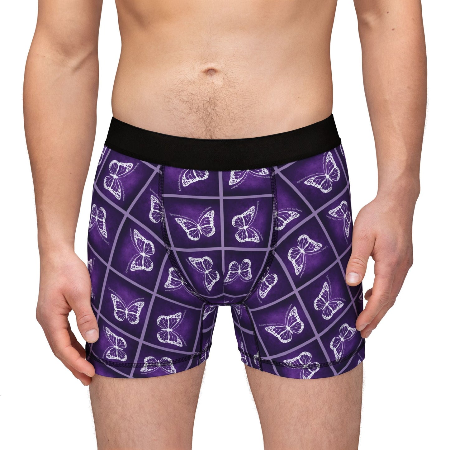 Boxers Ajustados para Hombre de Concienciación sobre la Epilepsia con Diseño de Mariposa