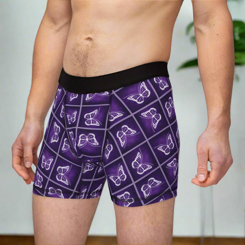 Boxers Ajustados para Hombre de Concienciación sobre la Epilepsia con Diseño de Mariposa