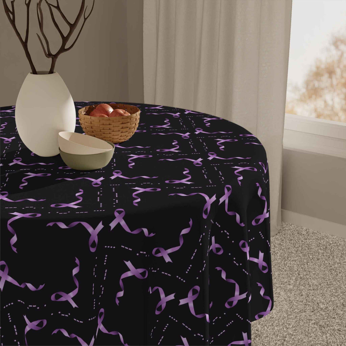 Epilepsy Awareness Morse-Code HOPE Tablecloth - Purple Ribbon Design