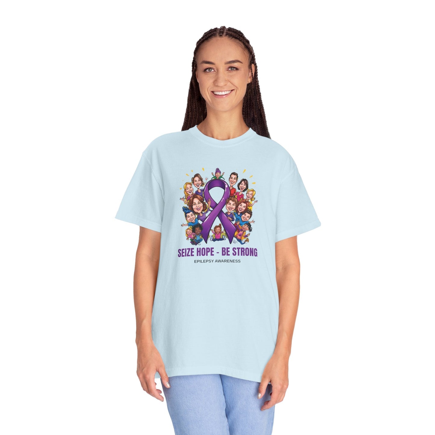 Camiseta Unisex Teñida en Prenda para la Conciencia de la Epilepsia - Aprovecha la Esperanza, Sé Fue
