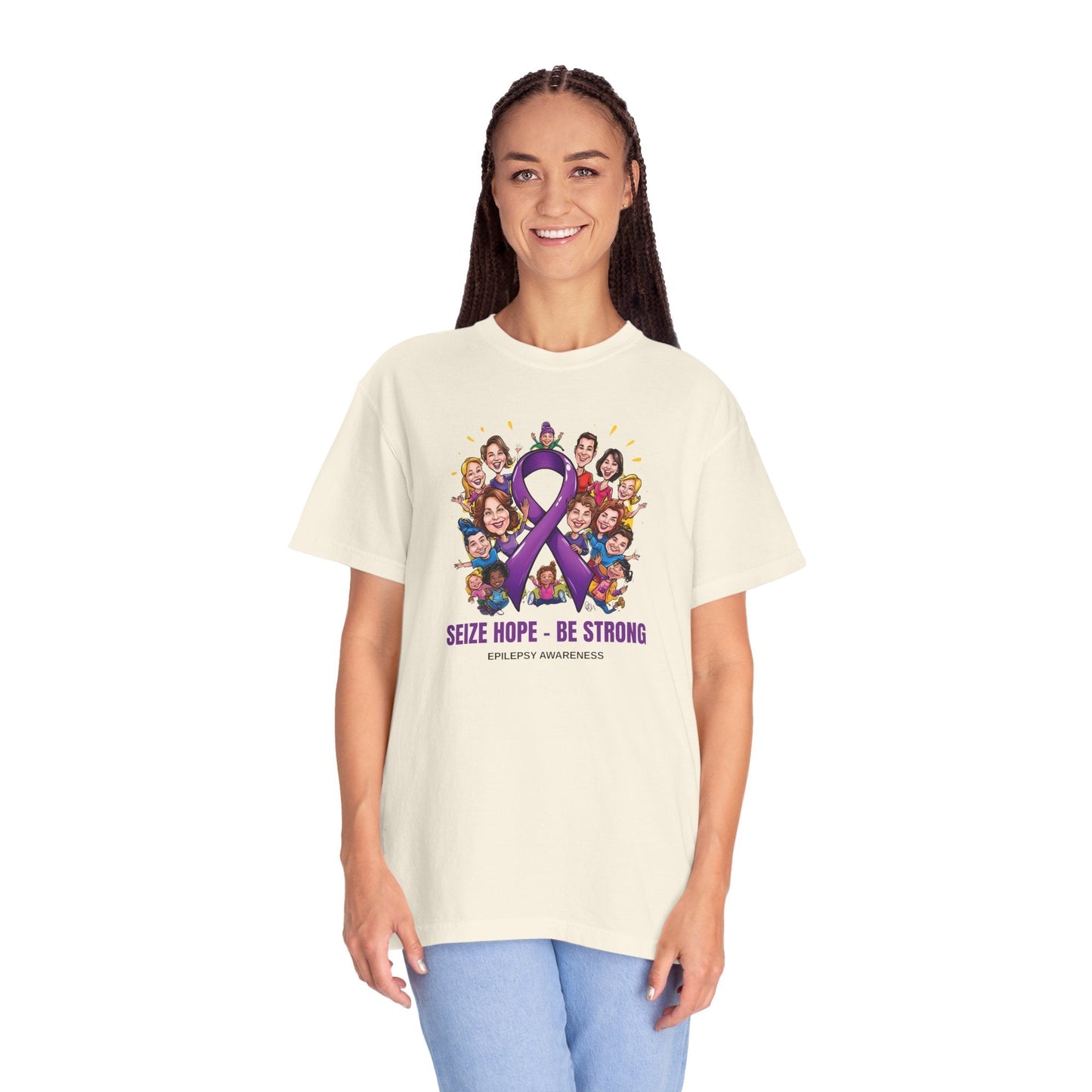 Camiseta Unisex Teñida en Prenda para la Conciencia de la Epilepsia - Aprovecha la Esperanza, Sé Fue